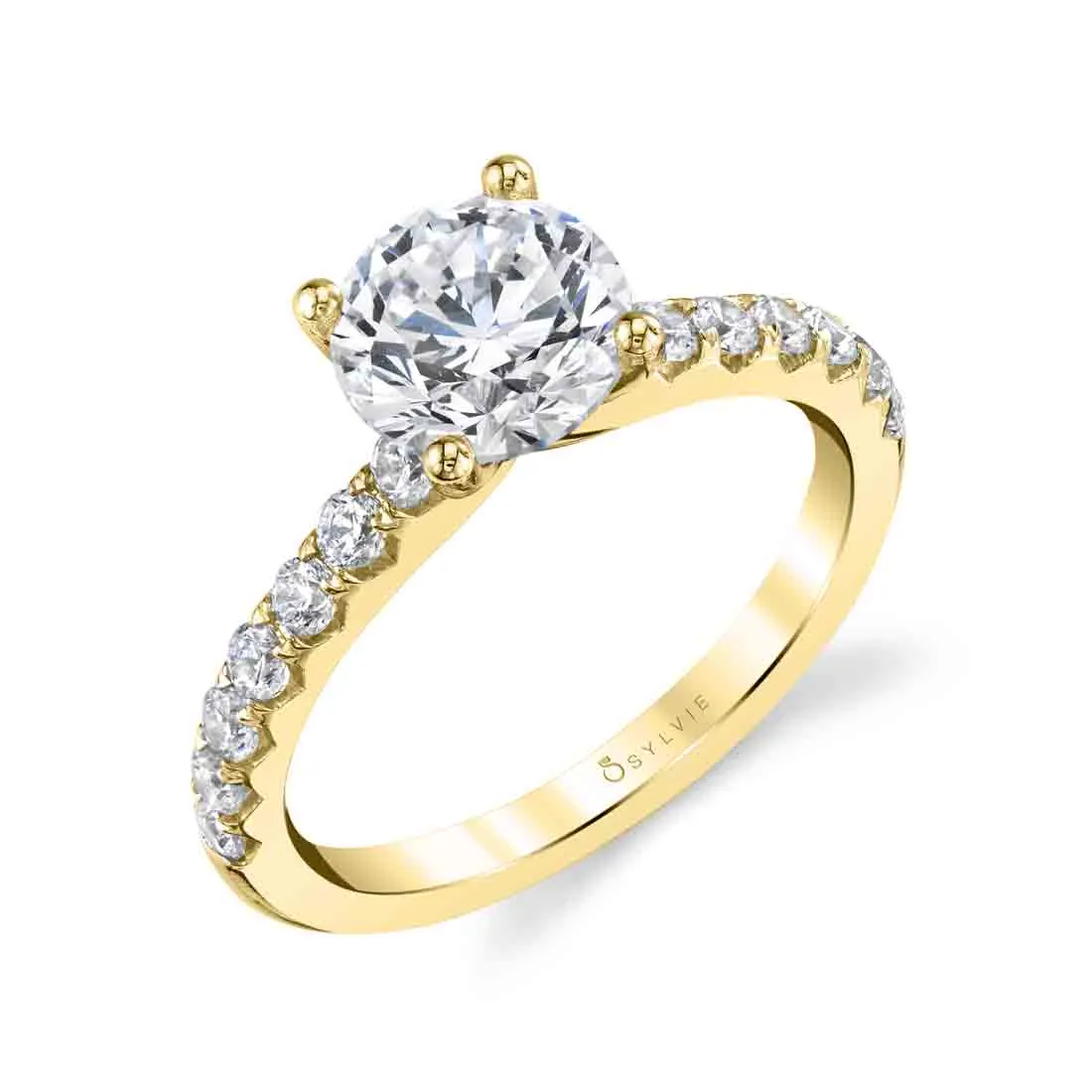 Round Cut Classic Engagement Ring - Aimee 18k Gold Yellow