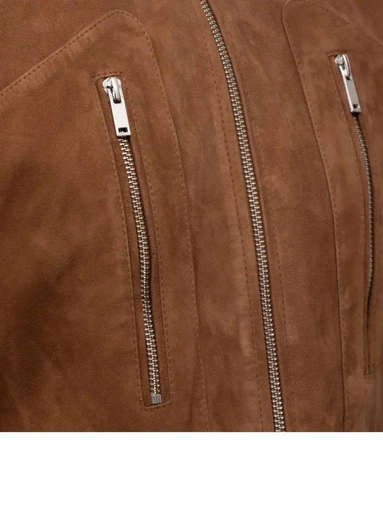 Rust Brown Suede Leather Jacket