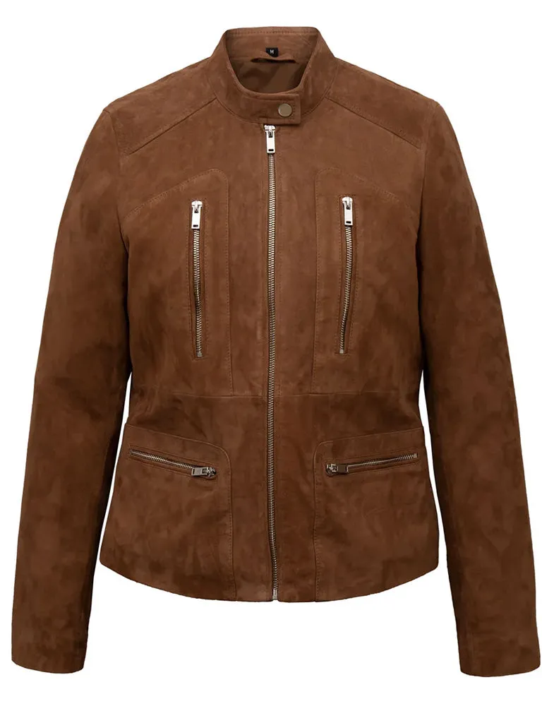 Rust Brown Suede Leather Jacket