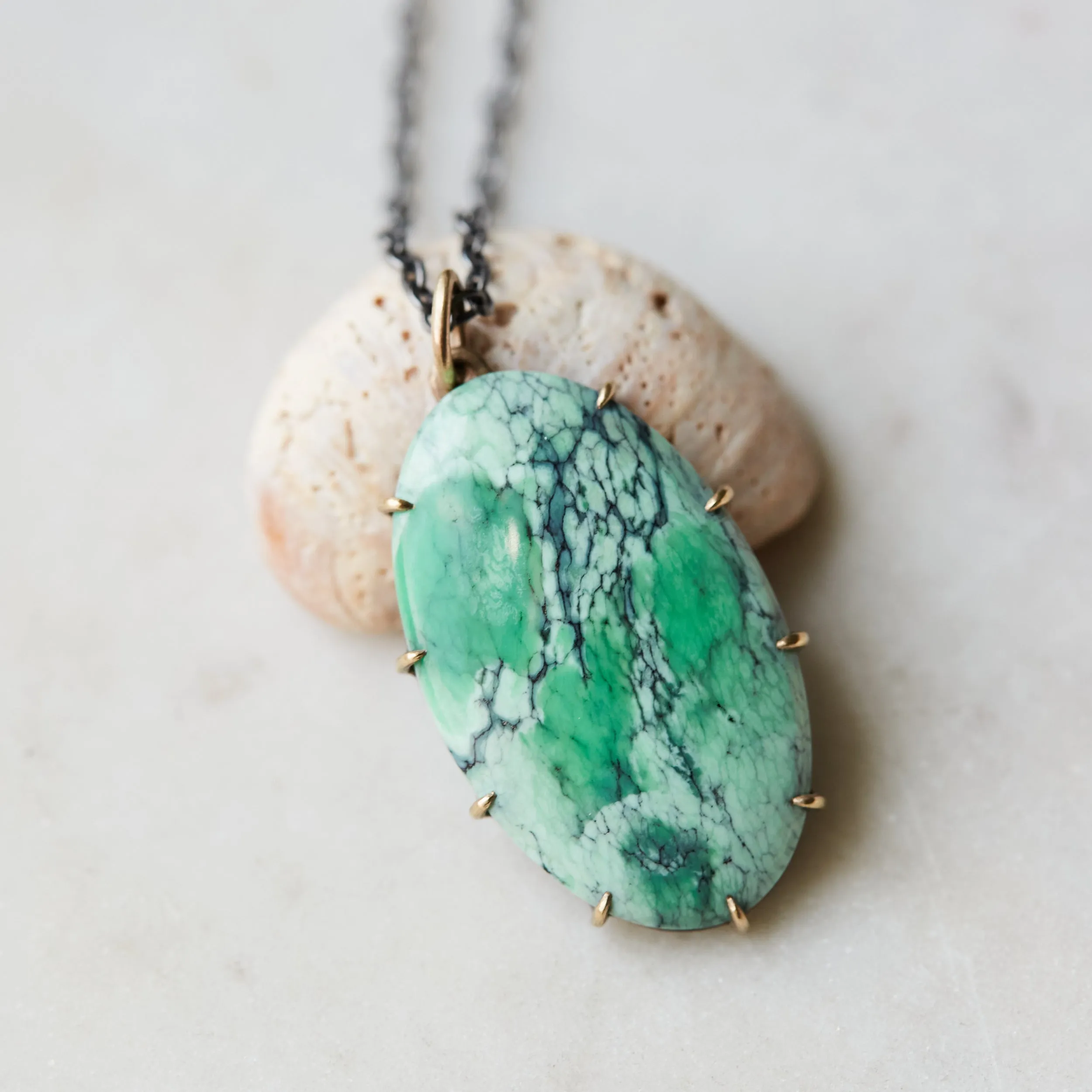 Sea Moss Variscite Vanity Necklace