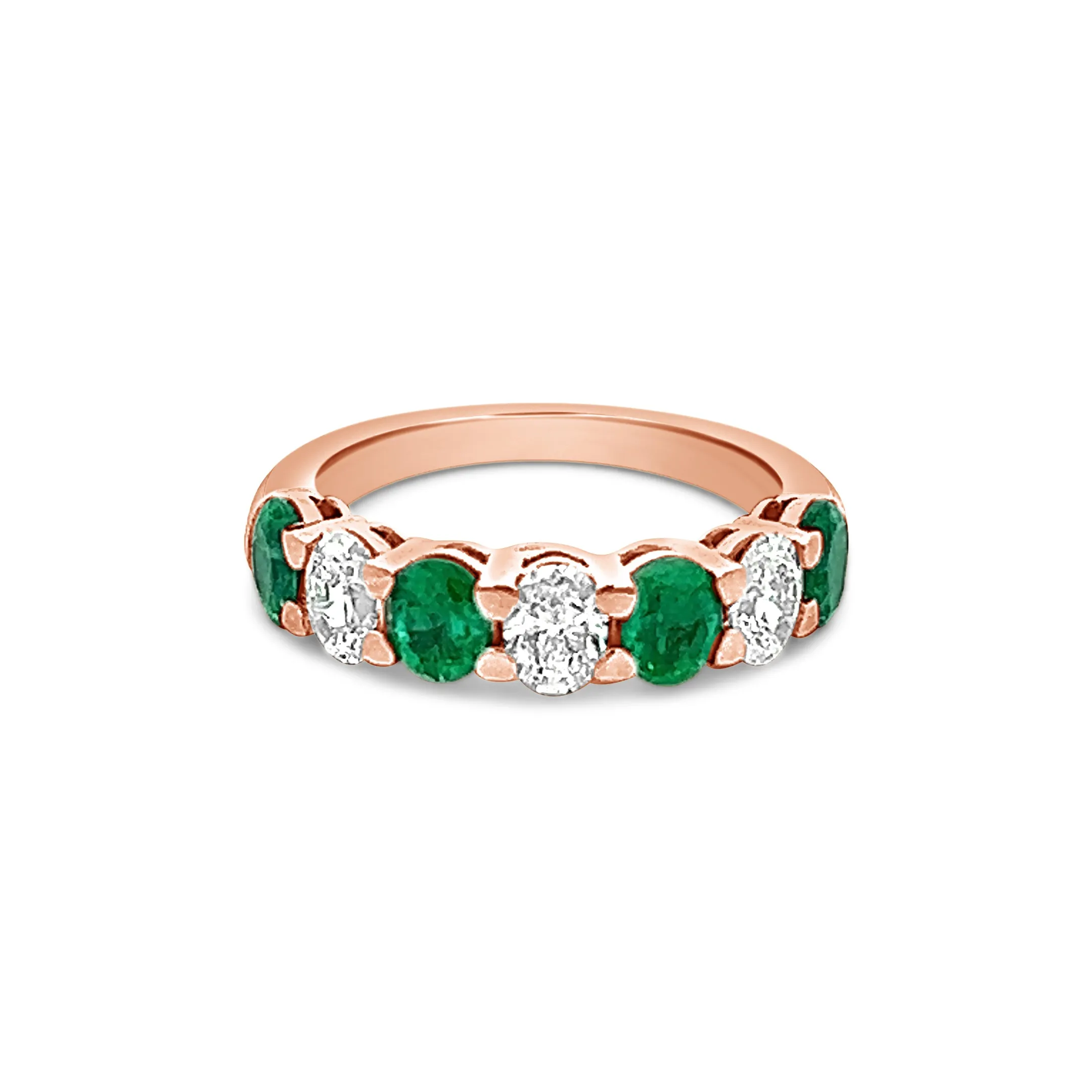 Seven Stone Oval Emerald and Diamond Band