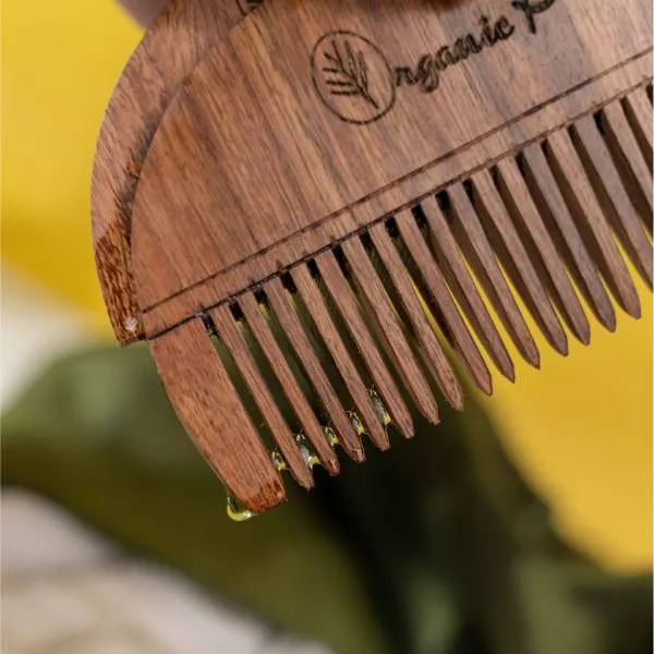 Sheesham Comb with Oil Holes Wooden Oil Applicator