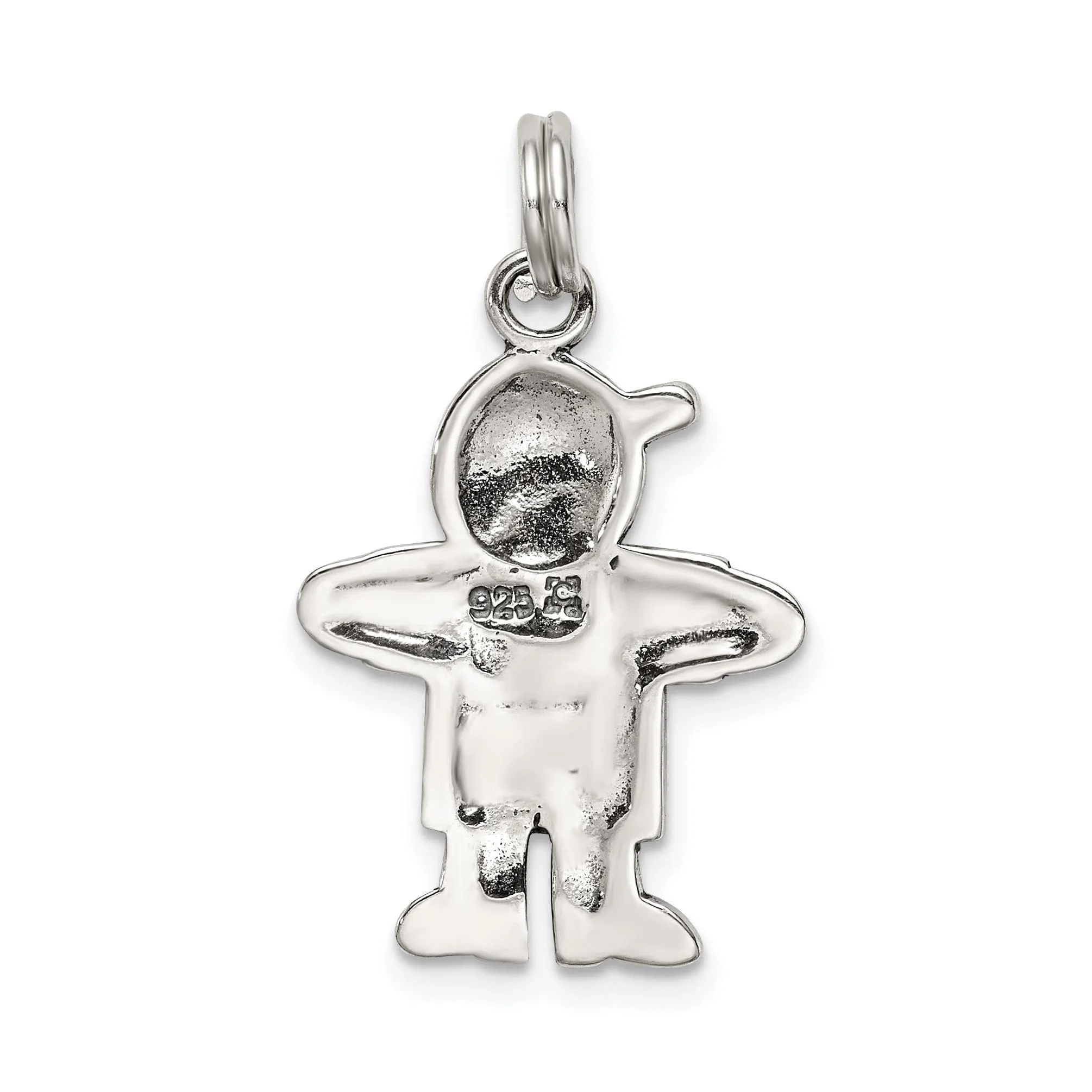 Silver Antiqued Marcasite Boy Charm Pendant