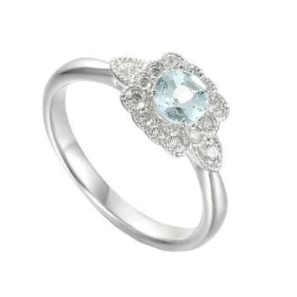 Silver Aqua CZ floral cluster ring