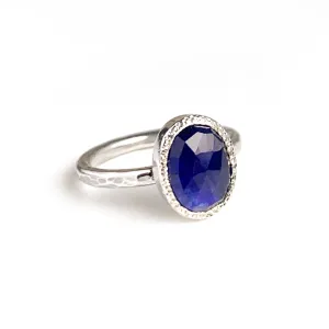 Silver Freeform Rose Cut Sapphire Ring