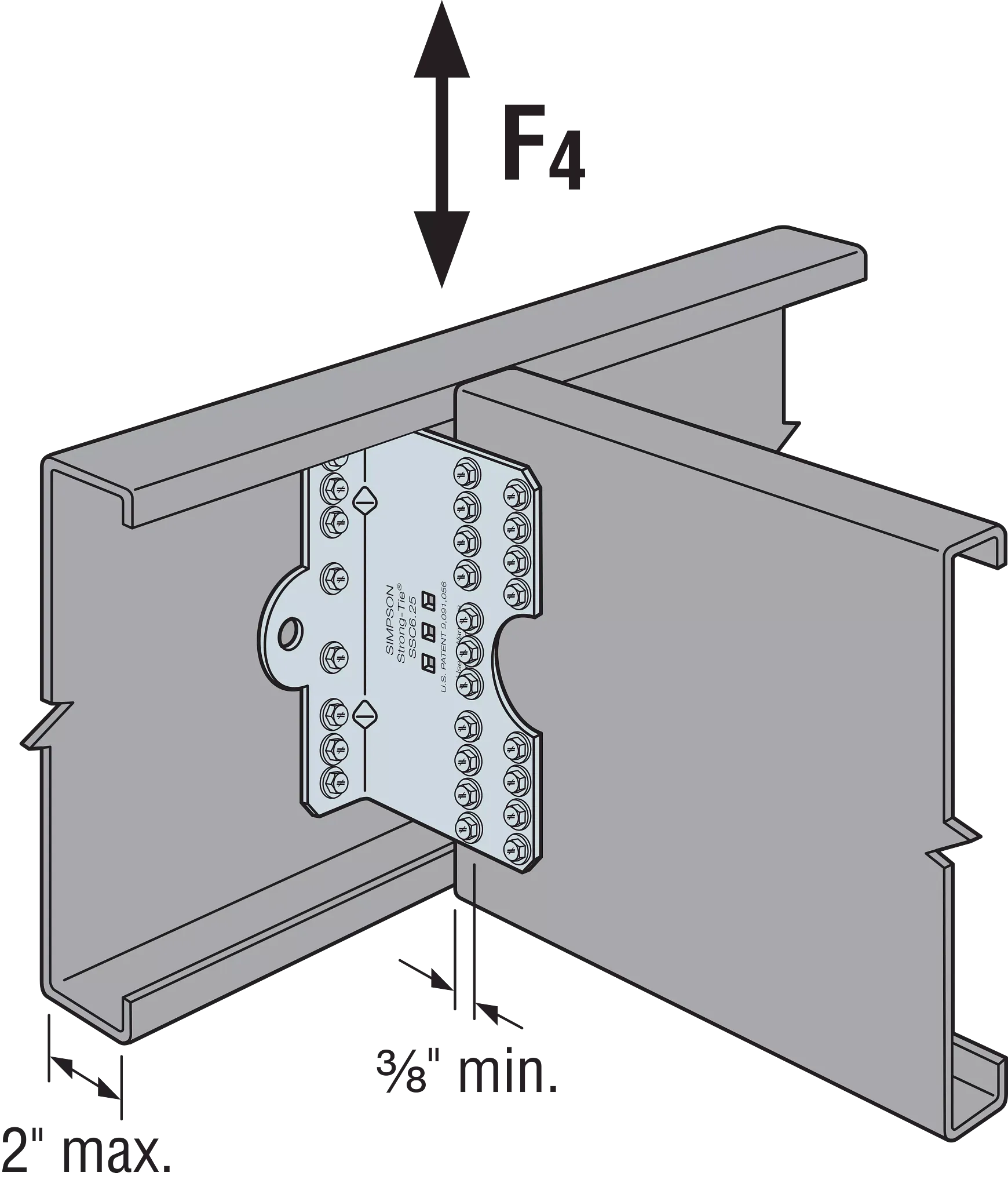 Simpson SSC6.25-R30 SSC 6-1/4 in. 14-Gauge Galvanized Steel-Stud Clip (30-Qty)