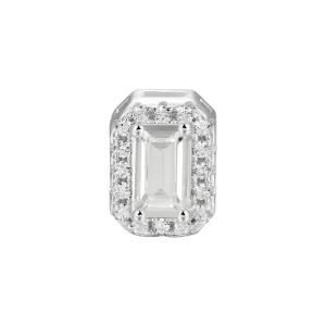 Single Emerald Cut Halo Stud Earring