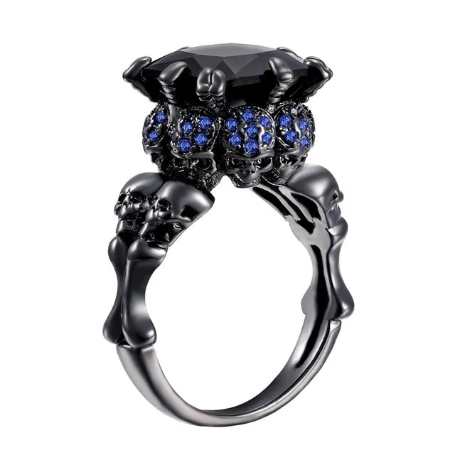 Skull Ring Black Zircon Women's Wedding Ring