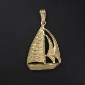 SOLID 14k YELLOW GOLD SAILBOAT CHARM PENDANT NECKLACE NAUTICAL GIFT CUTE SMALL