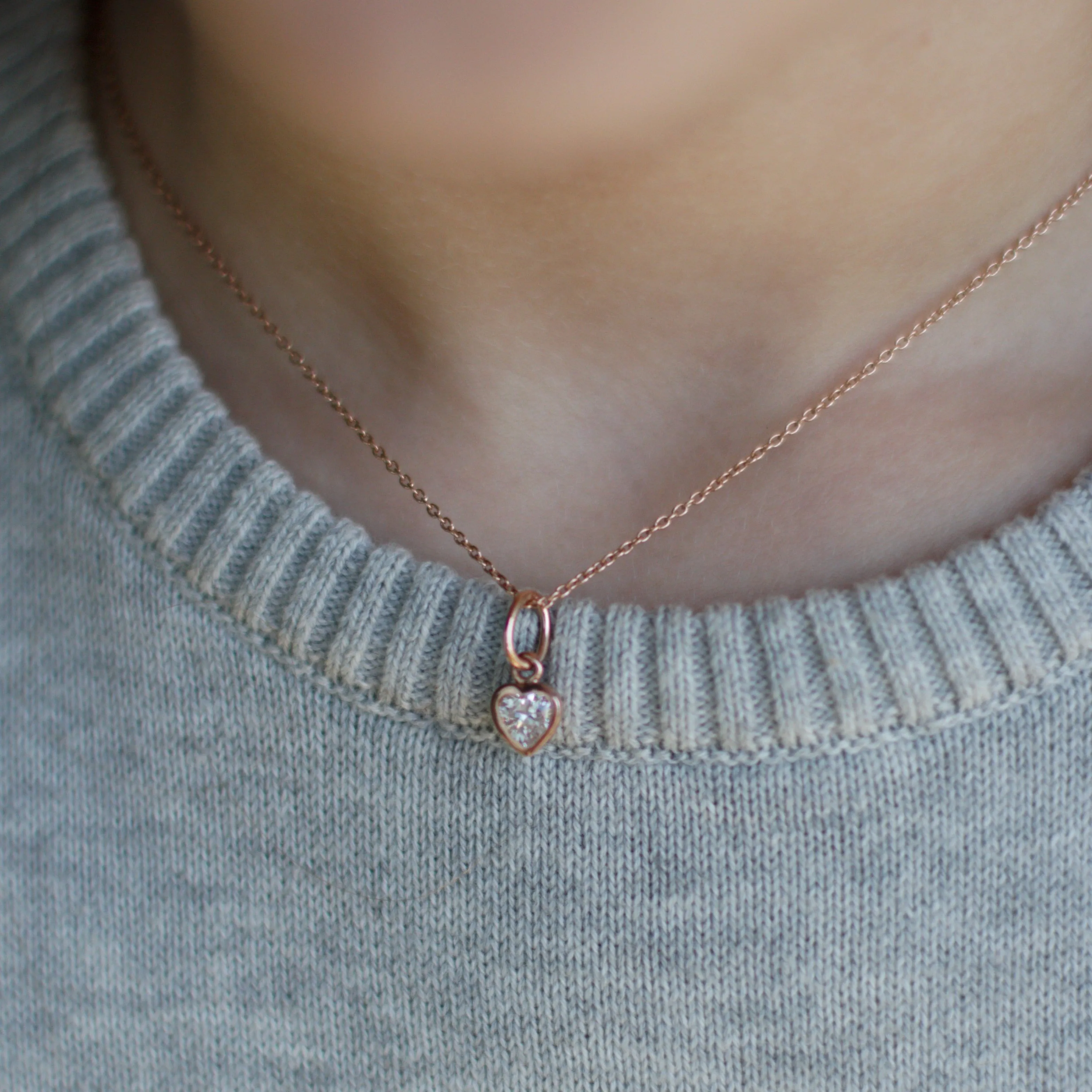 Sparkle Heart Pendant - Rose Gold