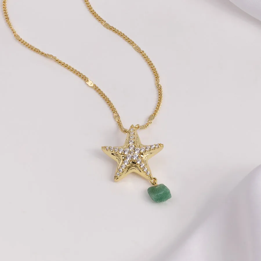 Starfish Aventurine Gold Necklace