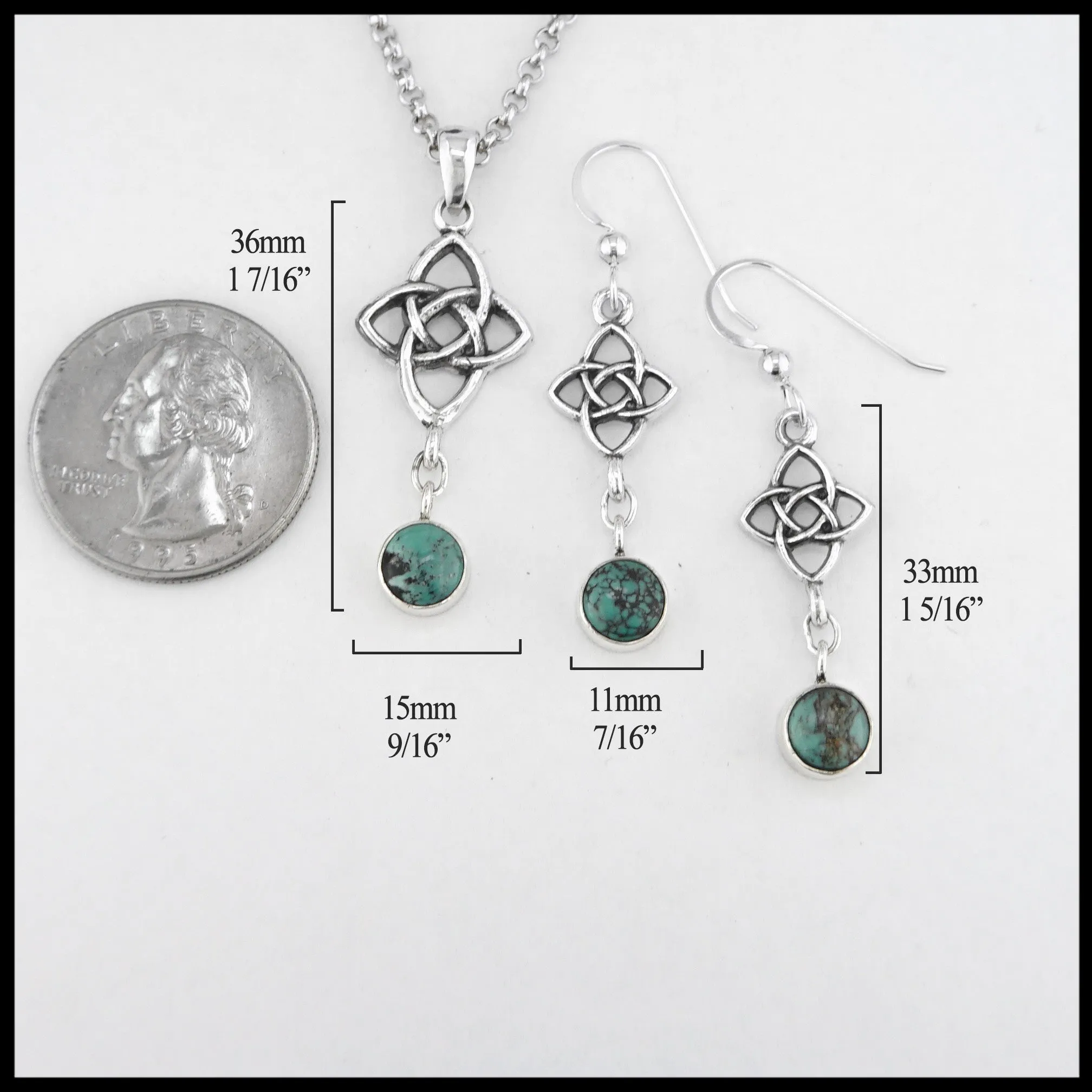 Starlight Pendant and Earring Set with Turquoise