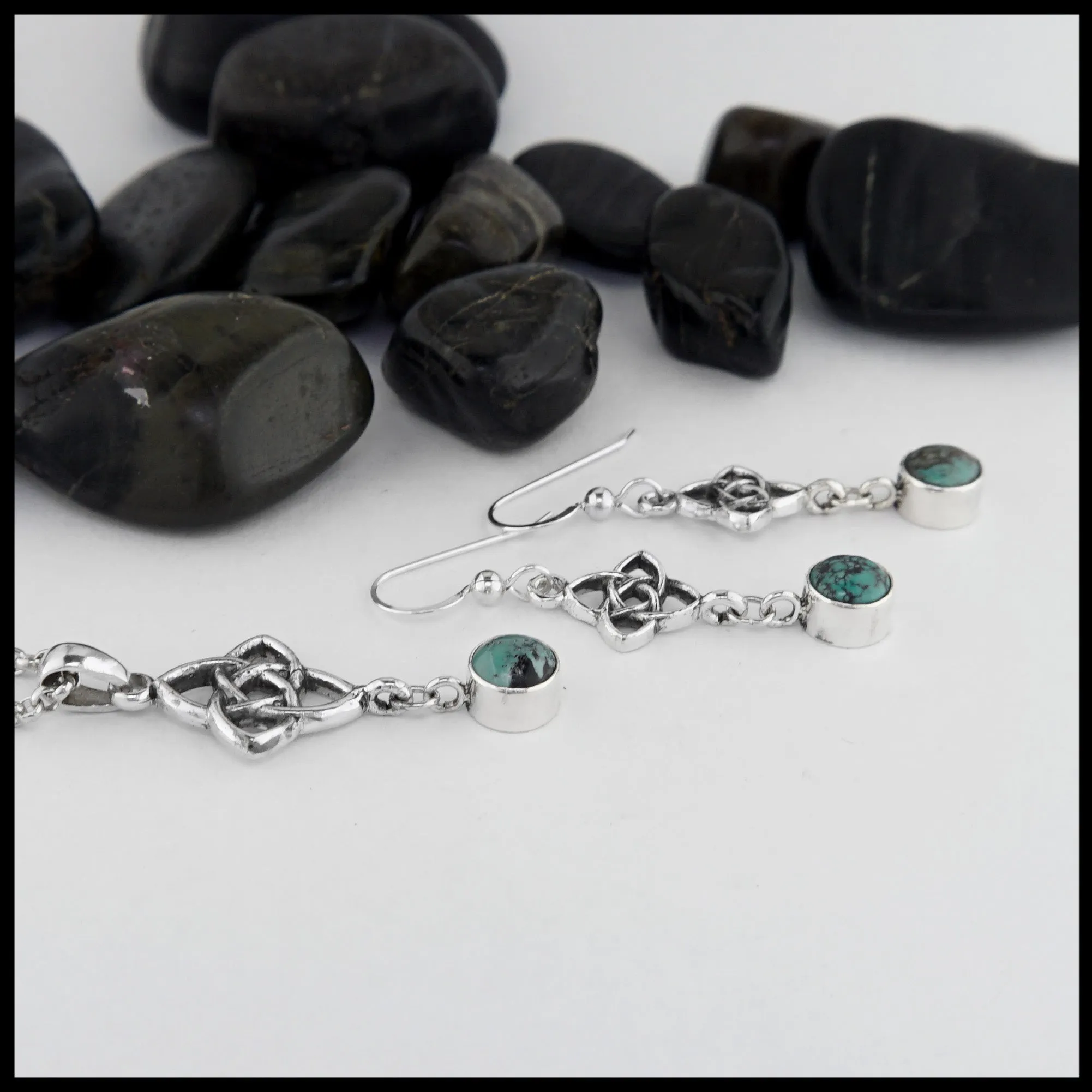 Starlight Pendant and Earring Set with Turquoise