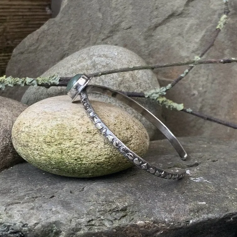 Sterling silver and Green Aventurine stacking bangle