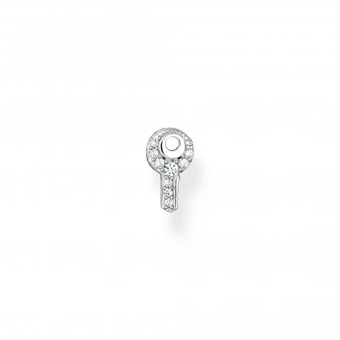 Sterling Silver White Key Single Ear Stud H2220-051-14