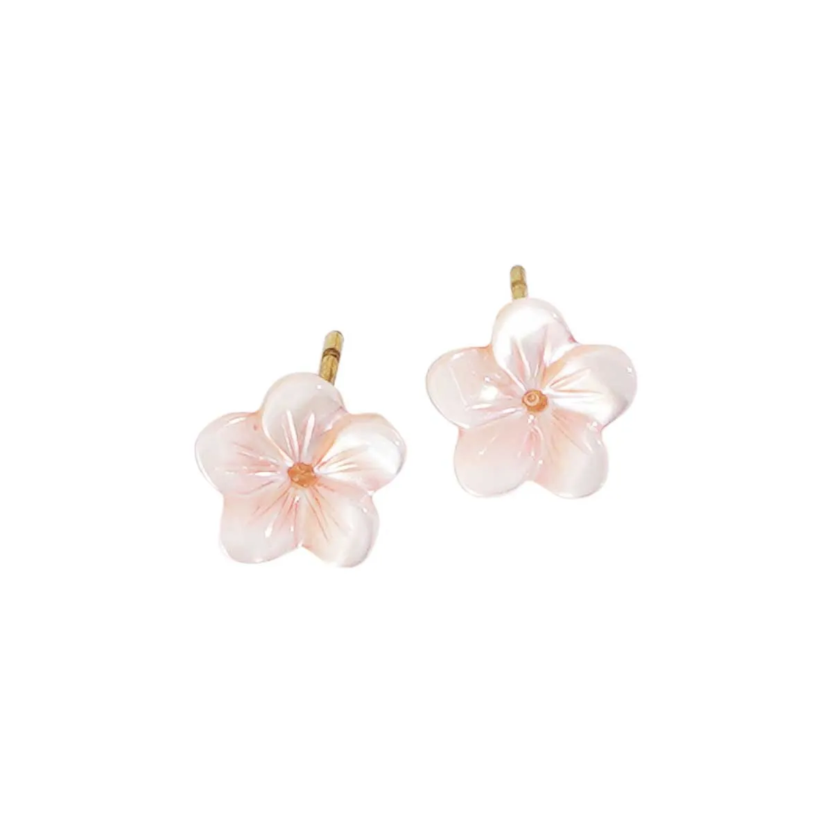 Stud Earrings, MOP Pink Plumeria