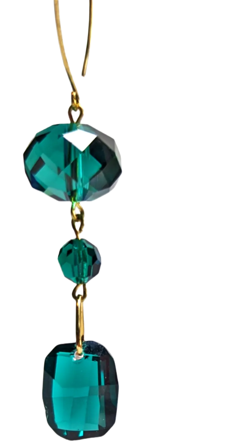 Swarovski Emerald Green Earrings USA made Sugar Gay Isber Free shipping 3.6 inches