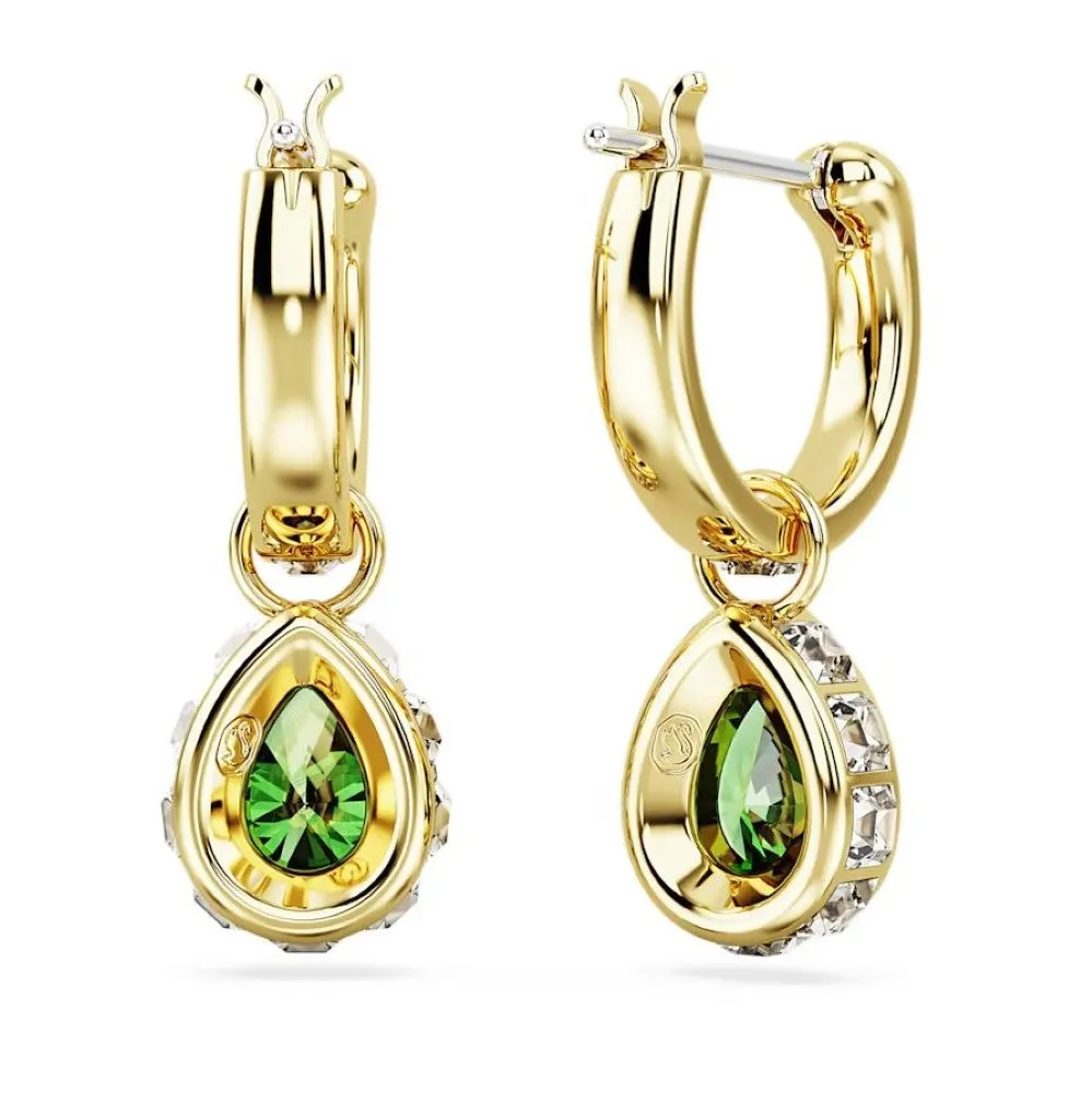 Swarovski Stilla Pear Drop Earrings - Green, Gold-Tone Plated