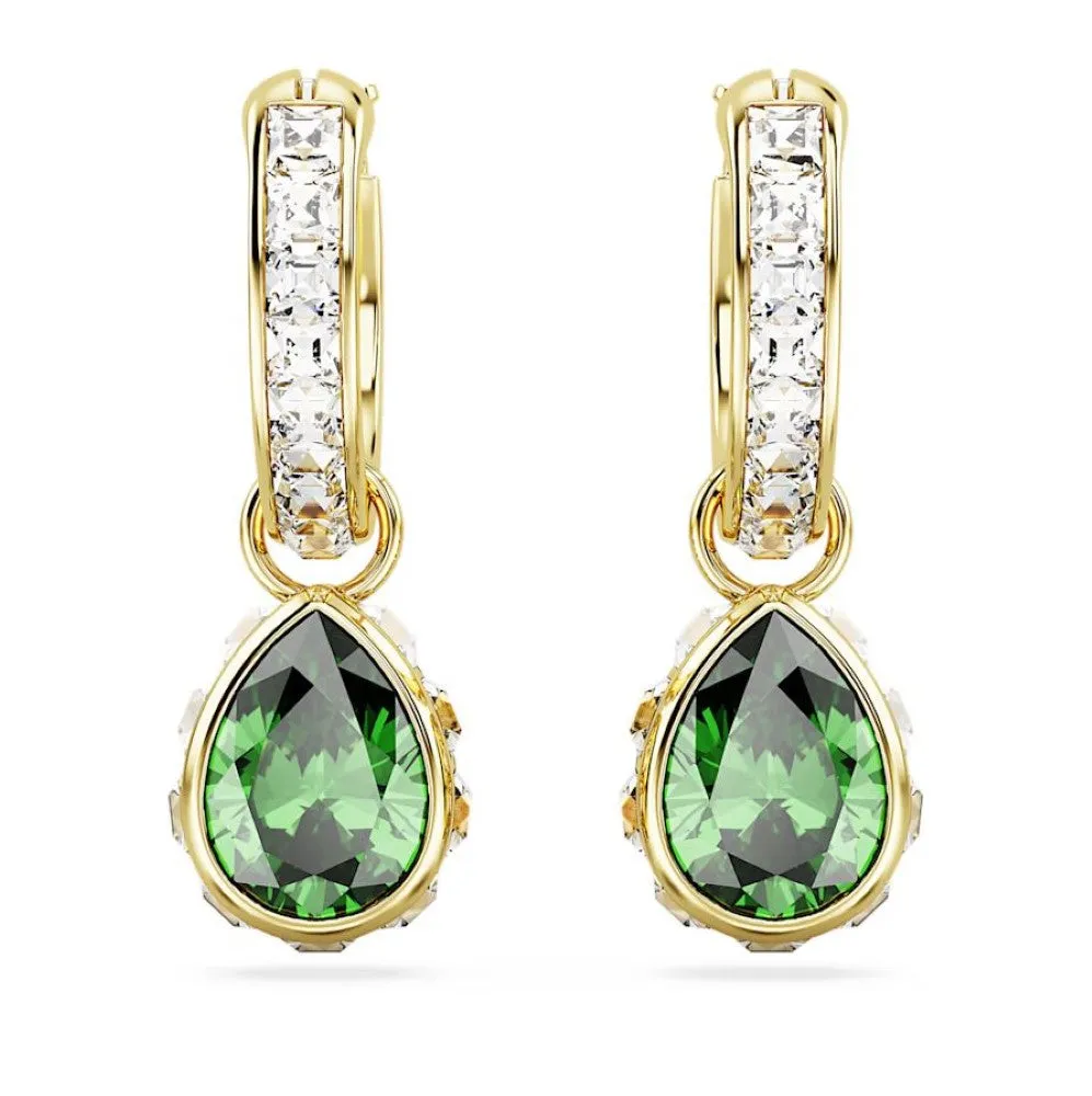 Swarovski Stilla Pear Drop Earrings - Green, Gold-Tone Plated