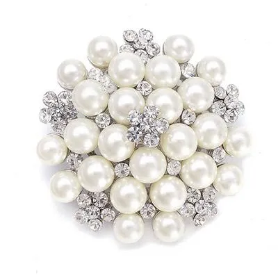 Taya Crystal and Pearl Brooch