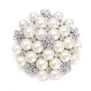 Taya Crystal and Pearl Brooch