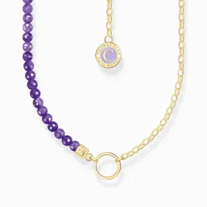 Thomas Sabo Necklace with Violet Beads Yellow-Gold Plated