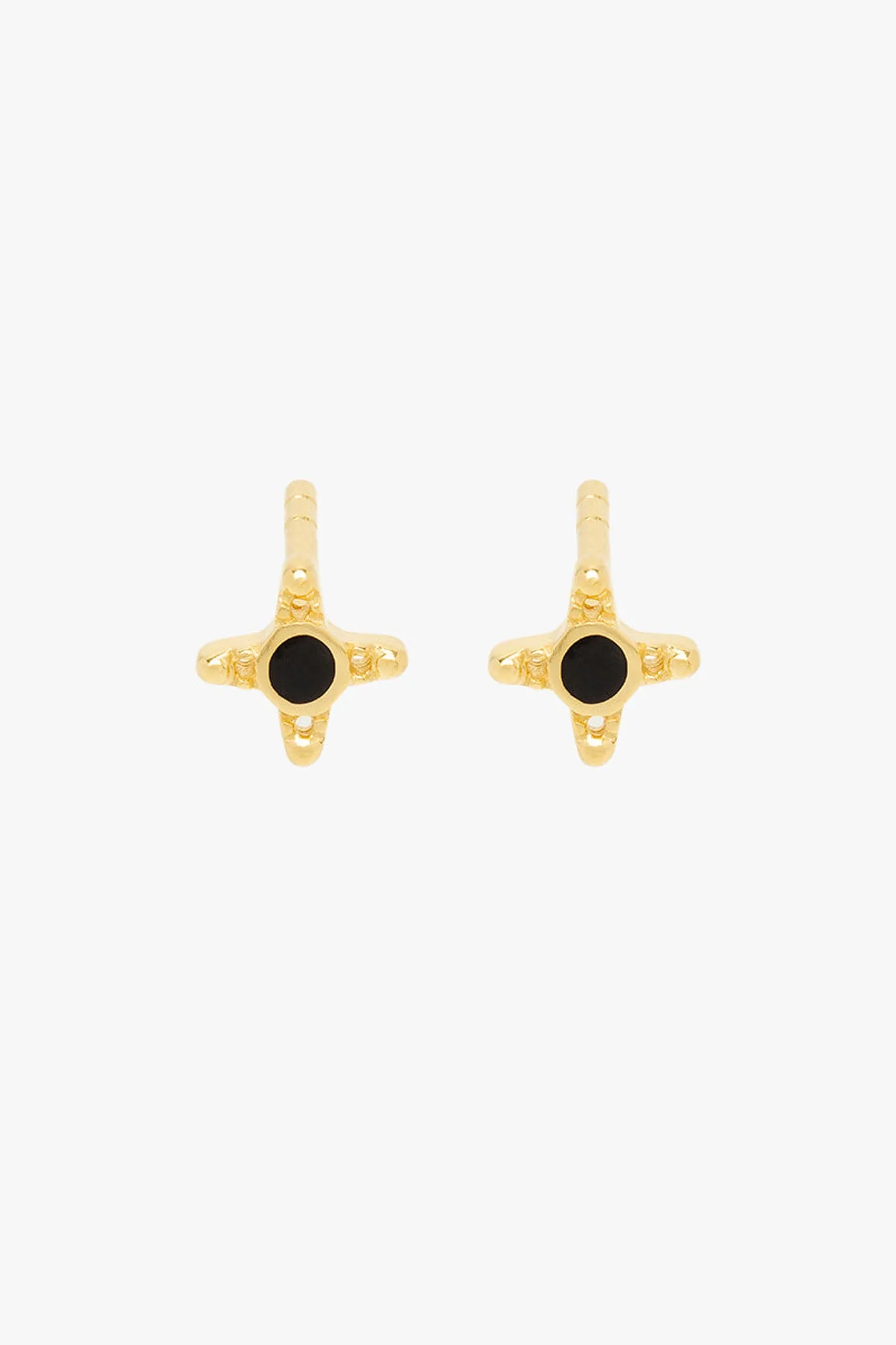 Timeless black stud earring gold plated 