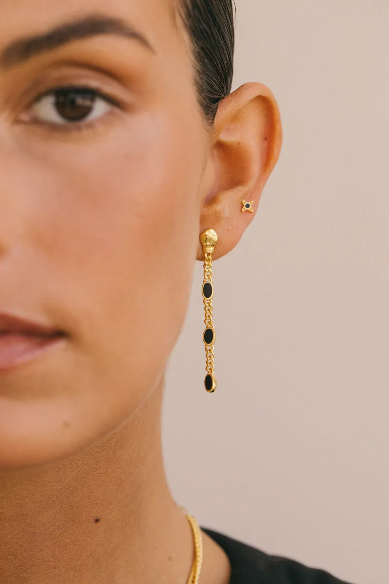 Timeless black stud earring gold plated 