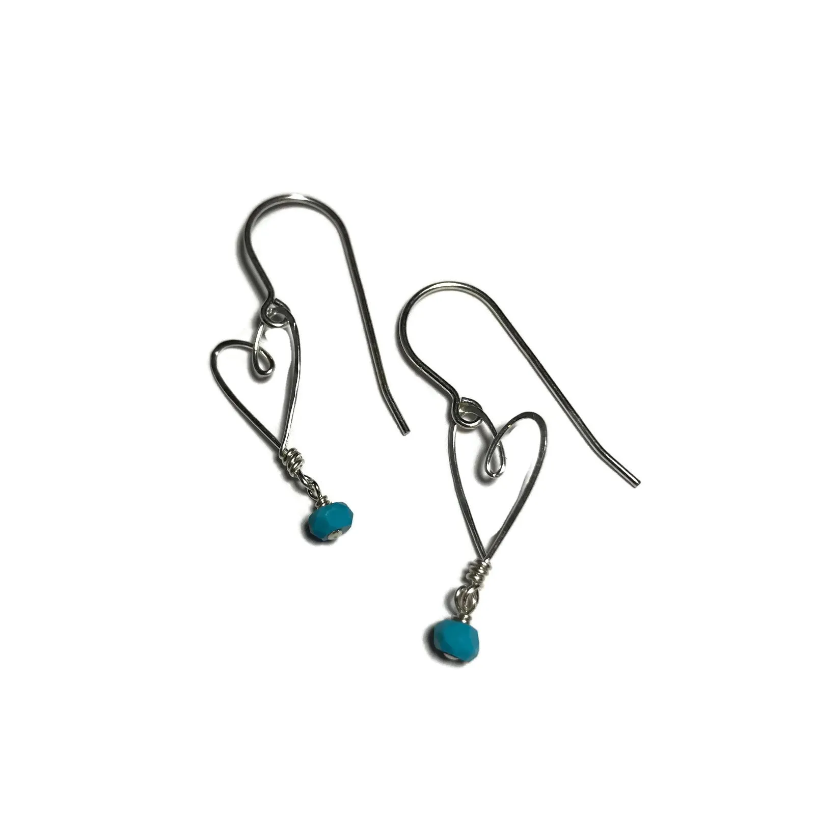 Tiny Heart Earrings with Turquoise