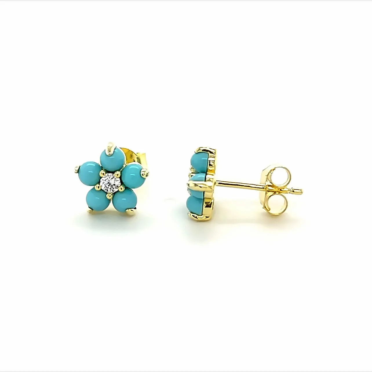 Turquoise Flower Stud Earrings