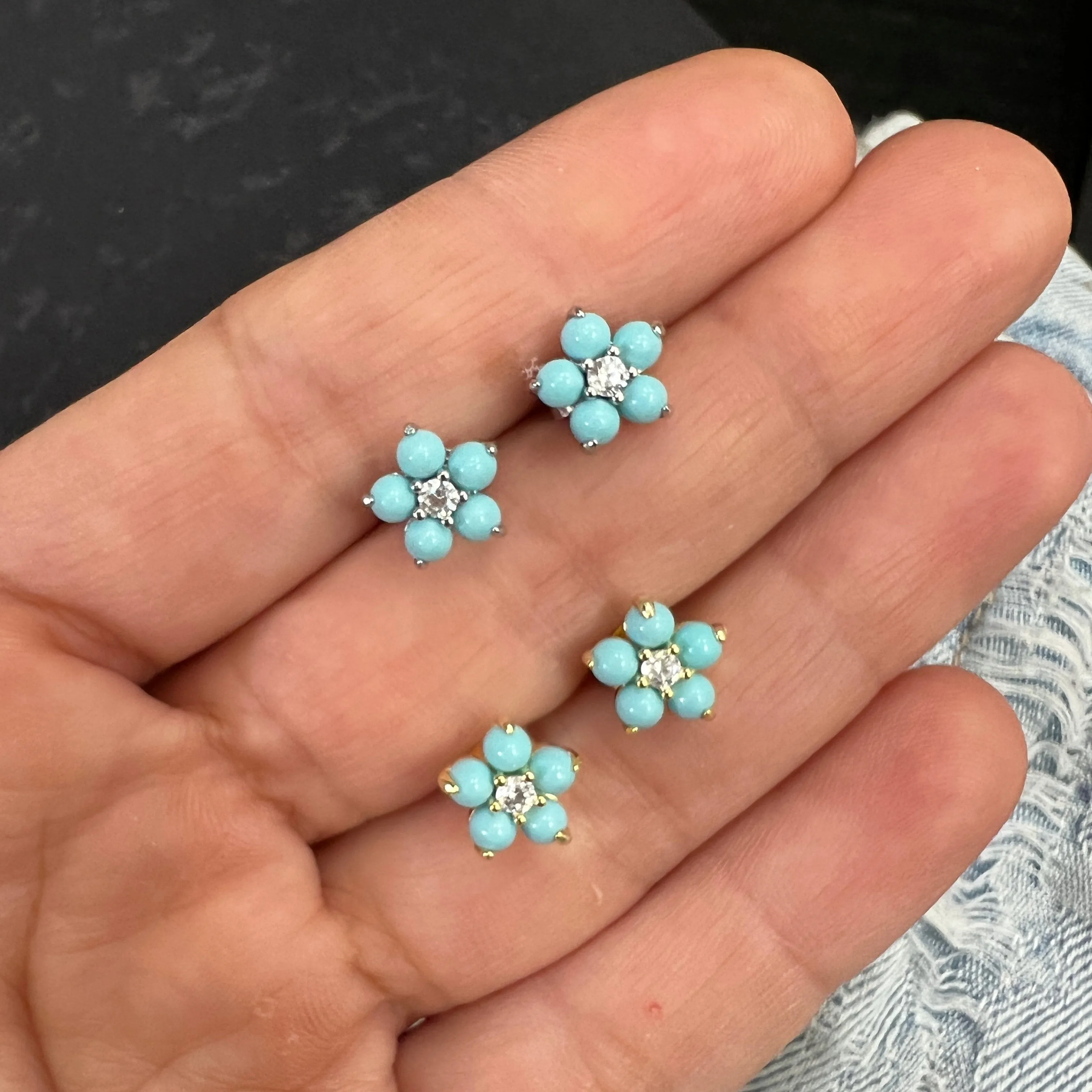 Turquoise Flower Stud Earrings