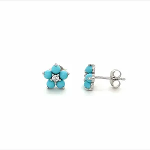 Turquoise Flower Stud Earrings