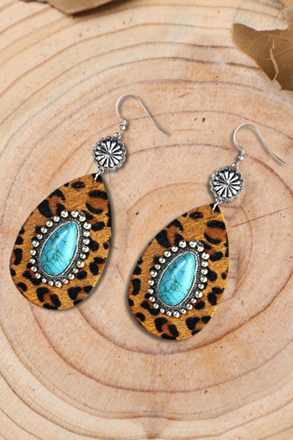 Turquoise Leopard Print Earrings