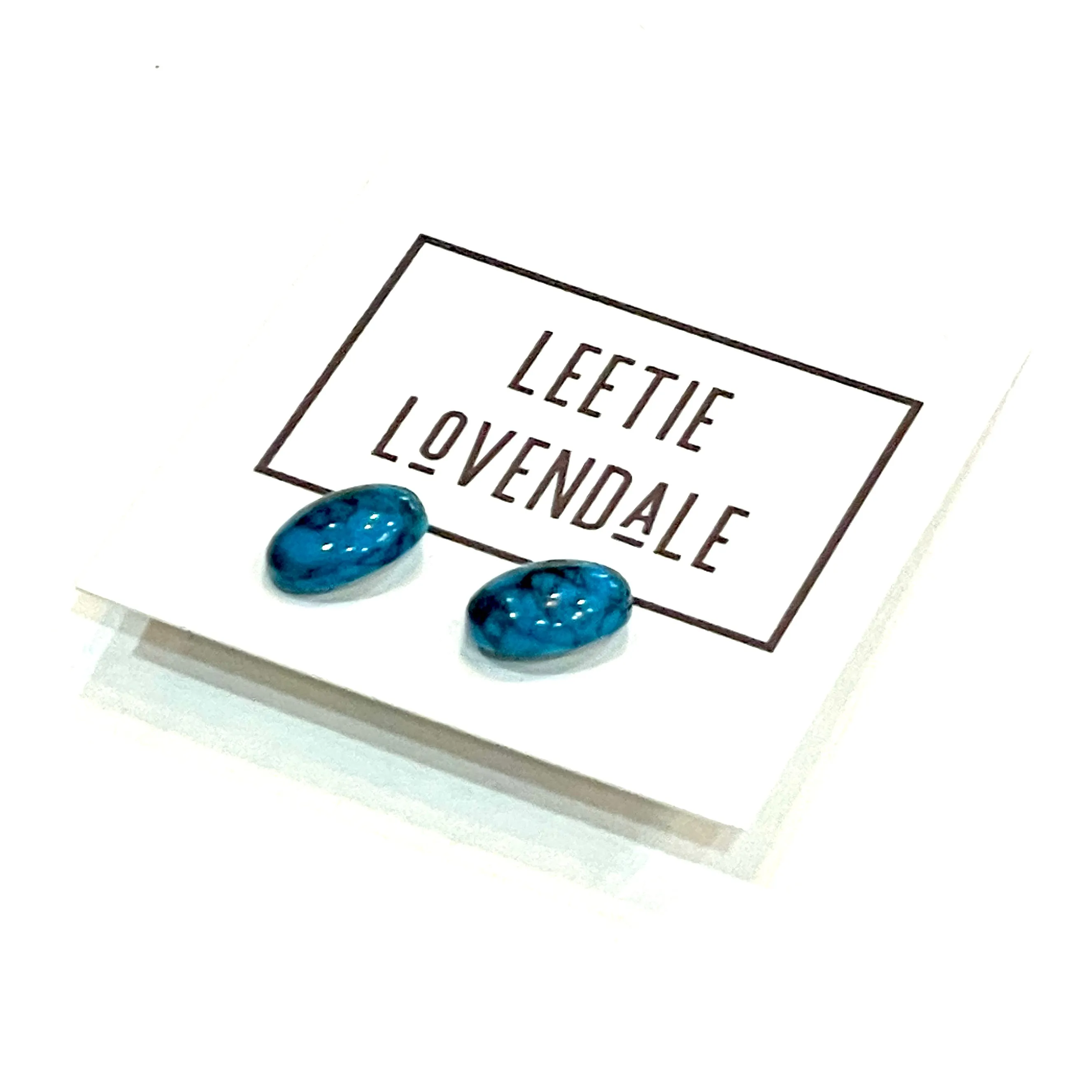 Turquoise Matrix Oval Resin Stud Earrings