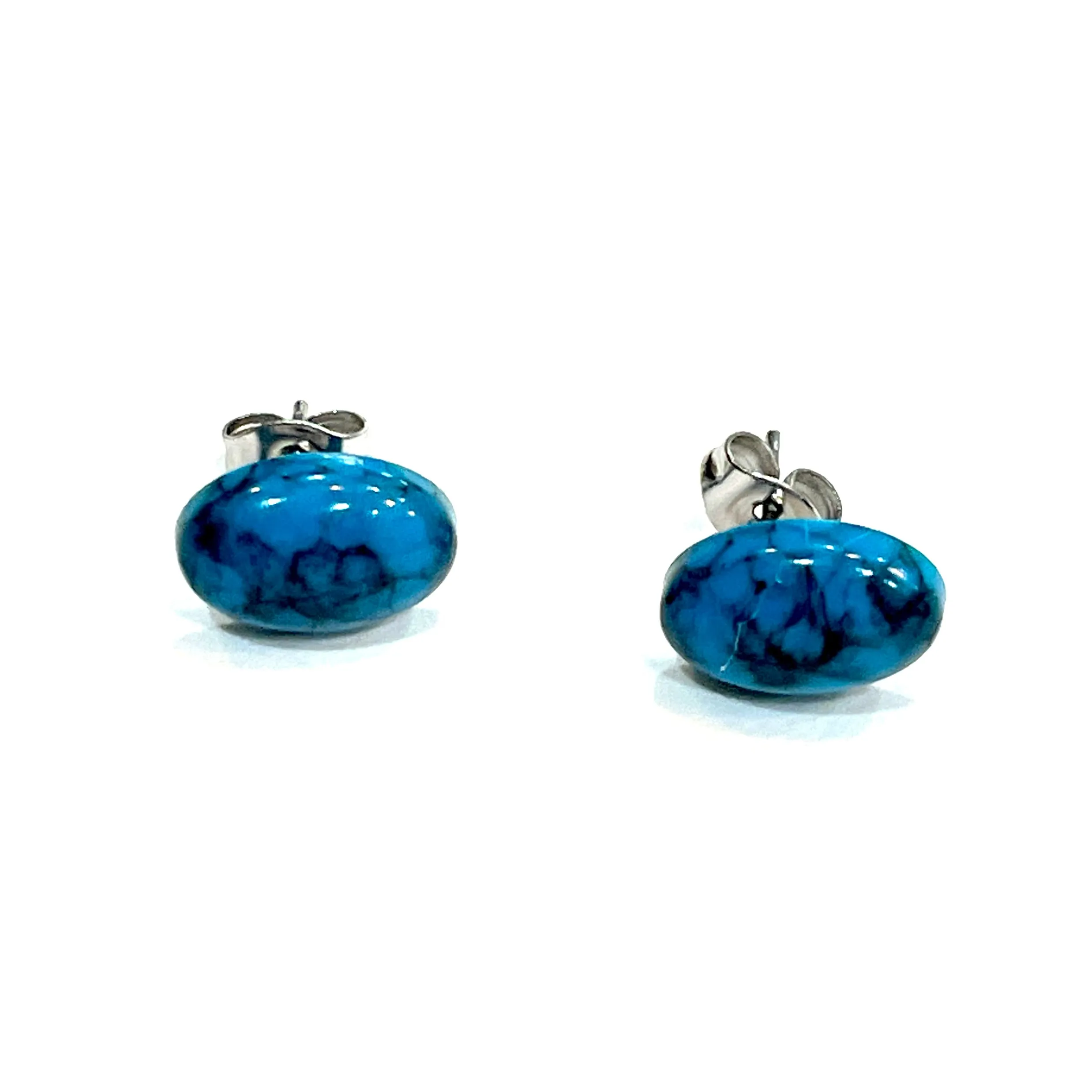 Turquoise Matrix Oval Resin Stud Earrings