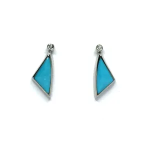 Turquoise Triangle Shape Inlaid with .04ct Round Diamonds