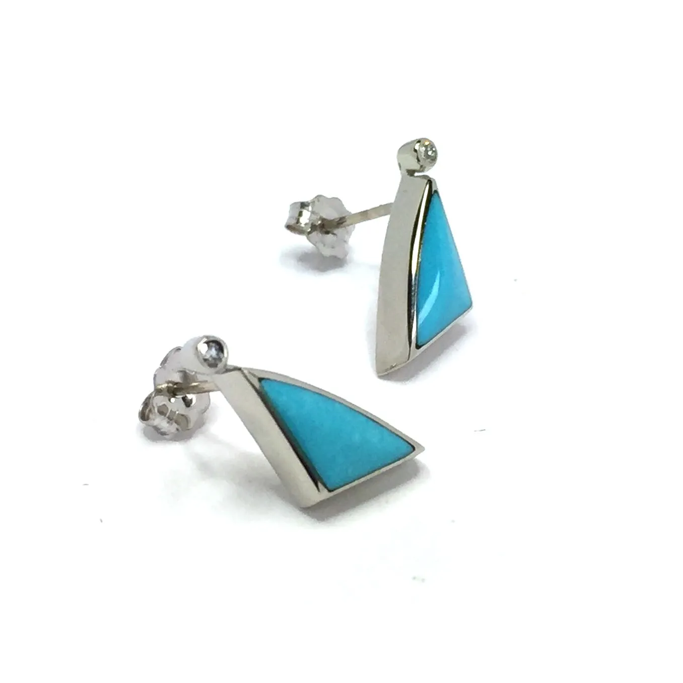 Turquoise Triangle Shape Inlaid with .04ct Round Diamonds