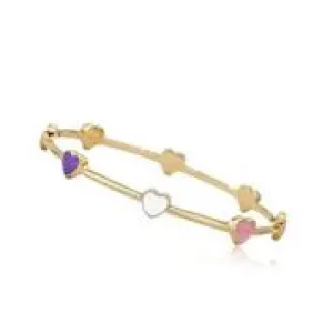 Twin Stars Dainty Hearts Bangle In Multicolor