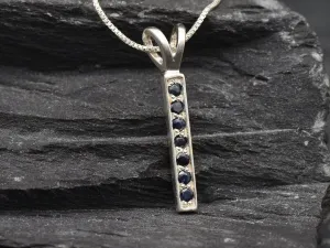 Vertical Sapphire Pendant - Blue Sapphire Necklace - September Birthstone Necklace