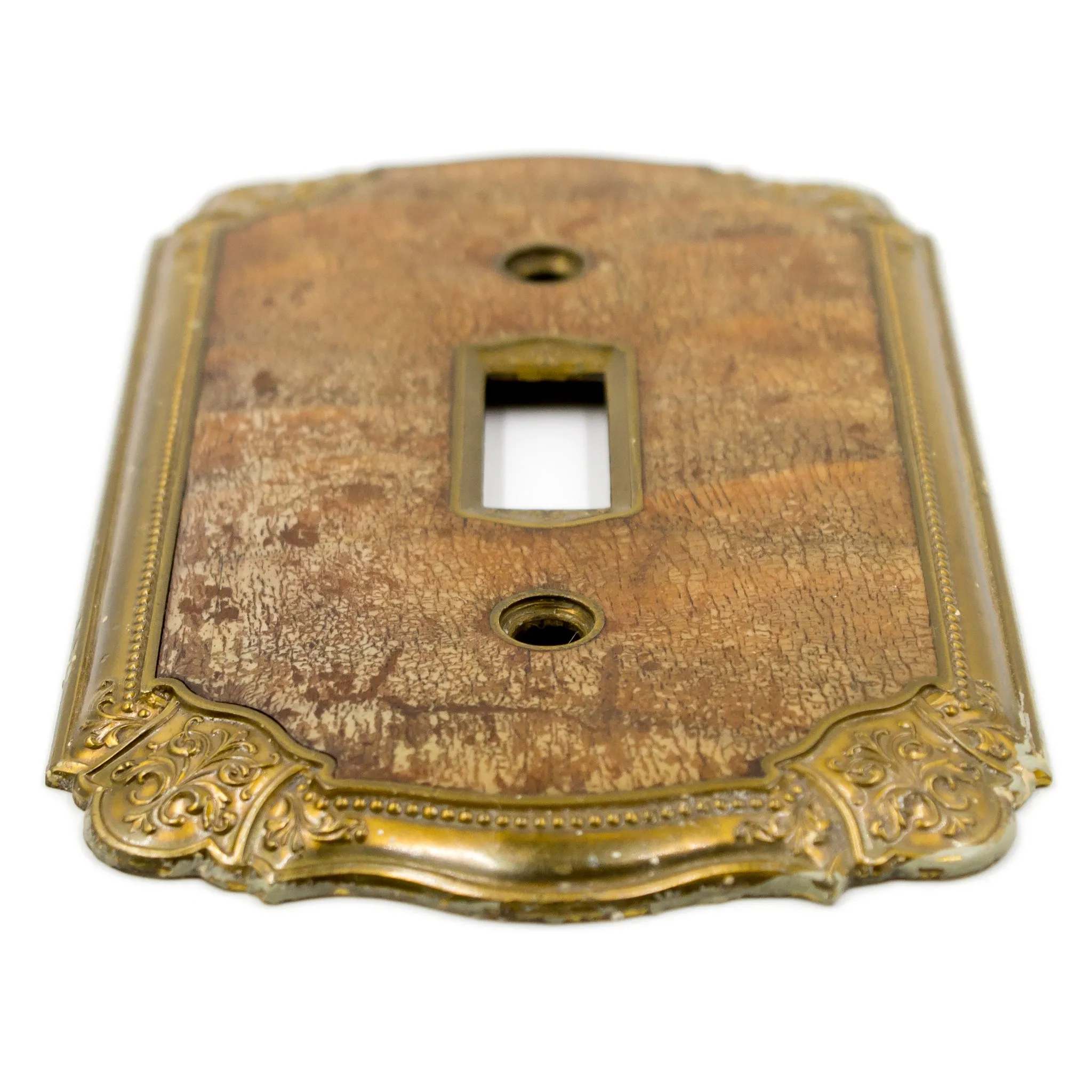 Walnut Inlaid Brass Light Switch Plate