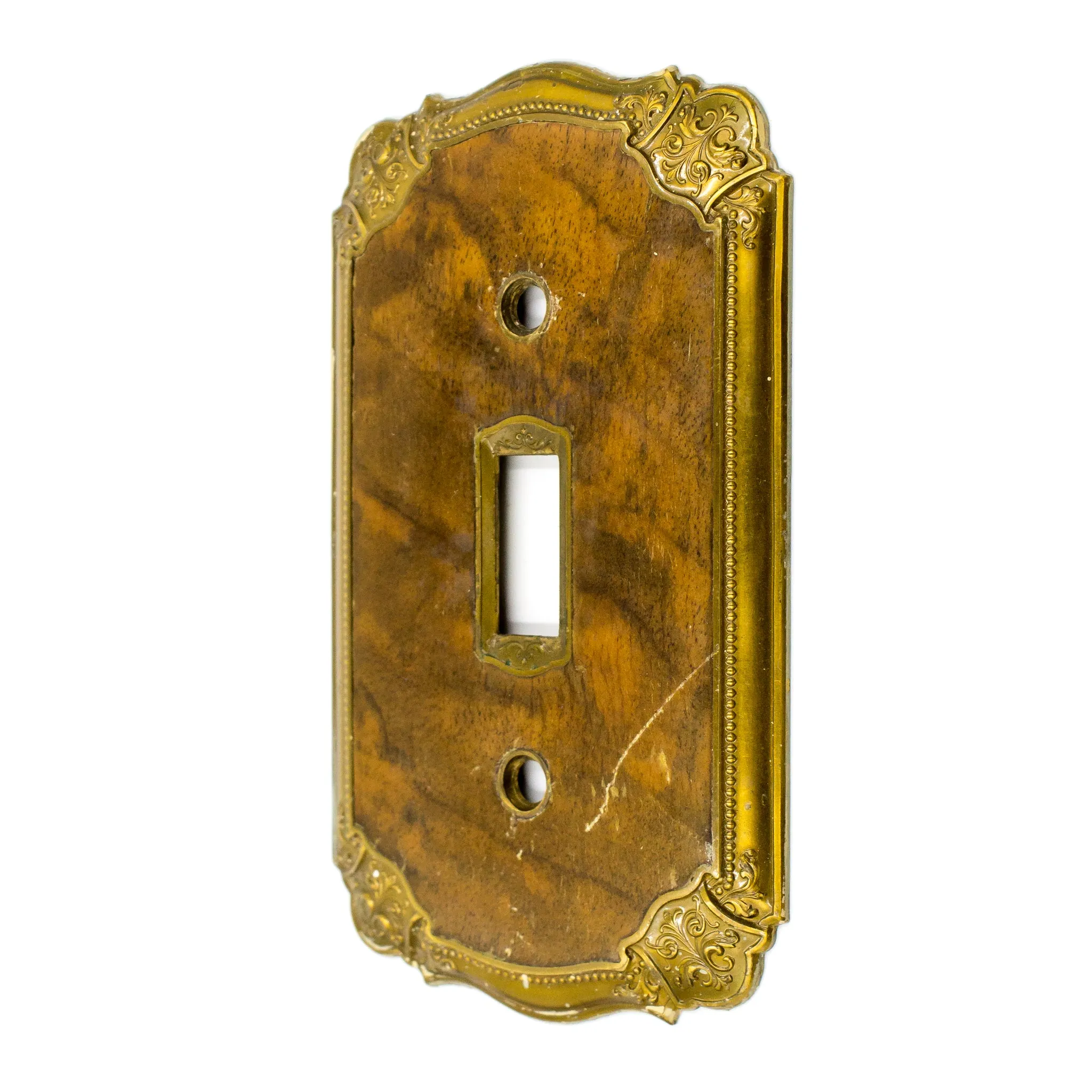 Walnut Inlaid Brass Light Switch Plate