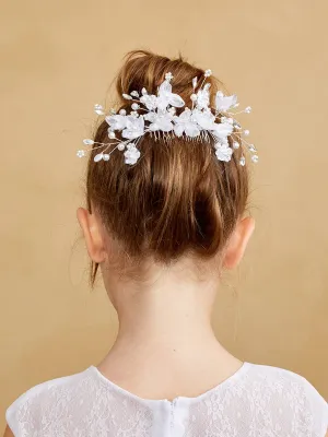 White Floral Hair Comb