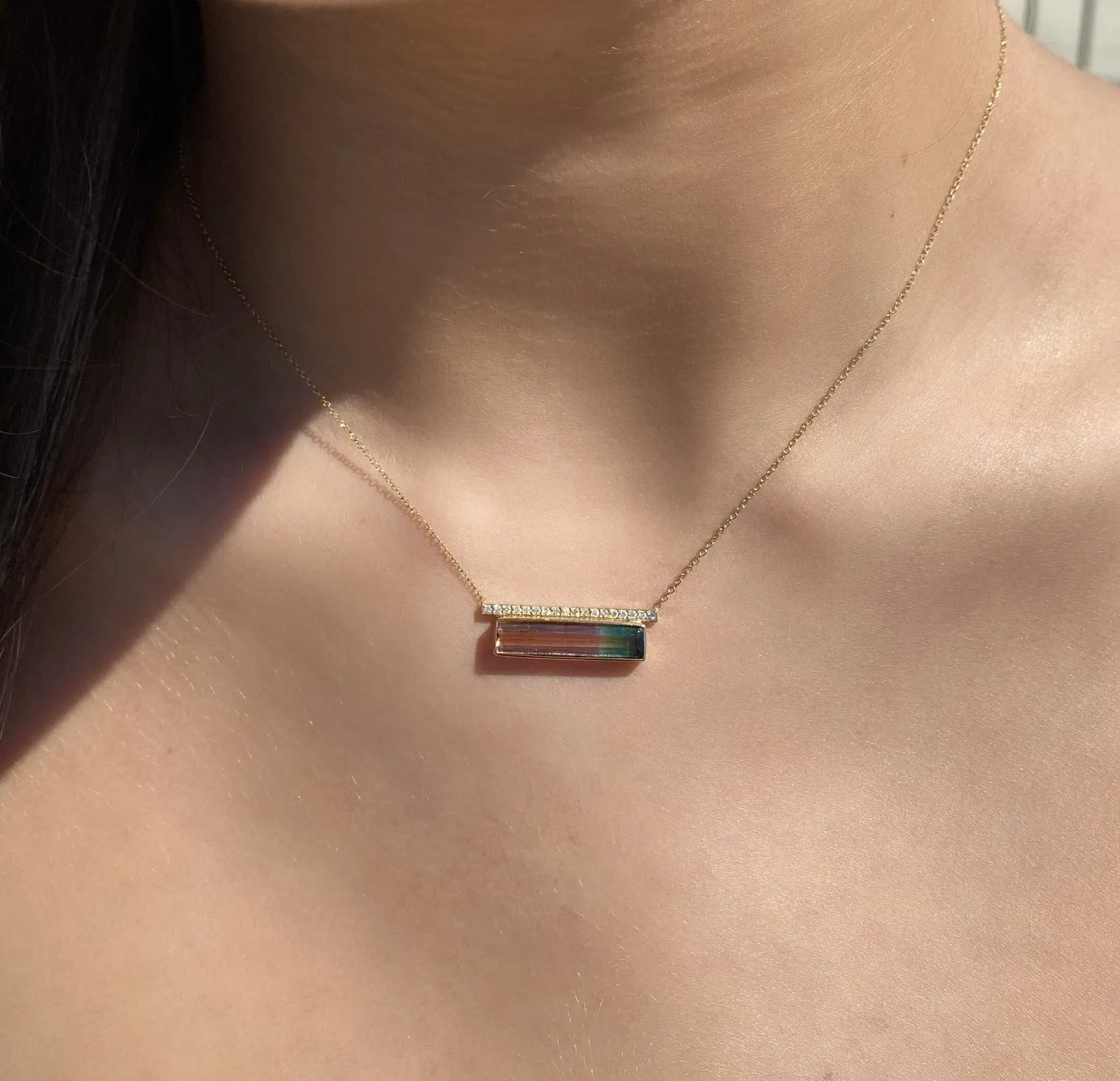 Yellow Gold Tourmaline Pendant