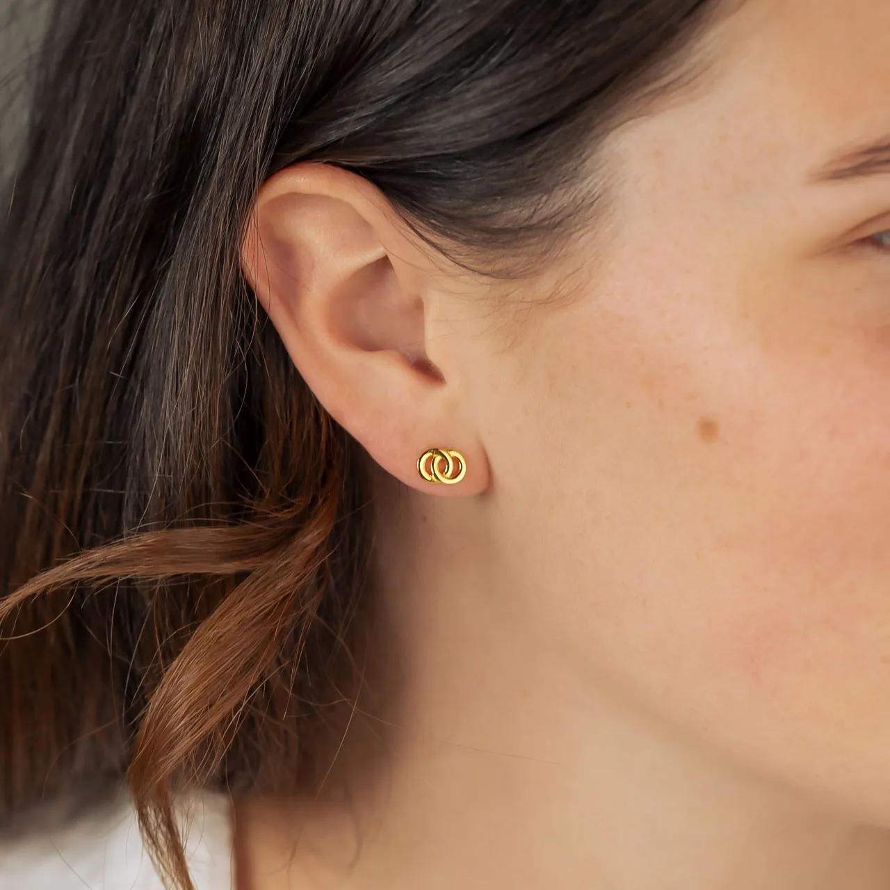 Yellow Gold Vermeil Interlocking Stud Earrings