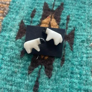 Zuni Hand Carved Bear Stud Earrings